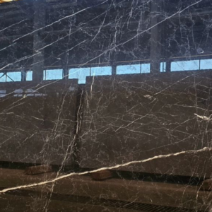nero marquina marble countertop and flooring with light veining in USA.