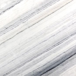 Simon marble countertop and wall cladding with light and dark veining in USA.