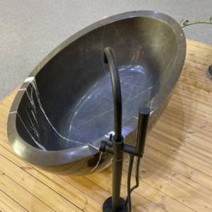 luxury lack marble bath tub with light veining for bathroom in USA